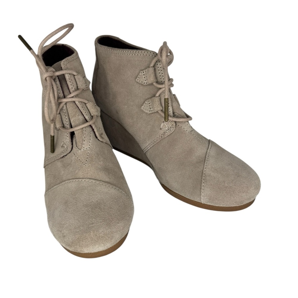 Toms Kala Wedge Ankle Boots sz 8W - desert taupe